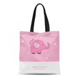 thumbnail image 1 of JSDART Sac Fourre-Tout en Toile Annonce d'Arrivée de Bébé Fille Éléphant Rose Anniversaire Durable Réutilisable Épaule Courses, 1 of 1