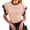 Pink, variant on Short Sleeved Womens Ruffle Tops Crew Neck Lightweight Soft Knit Sweater