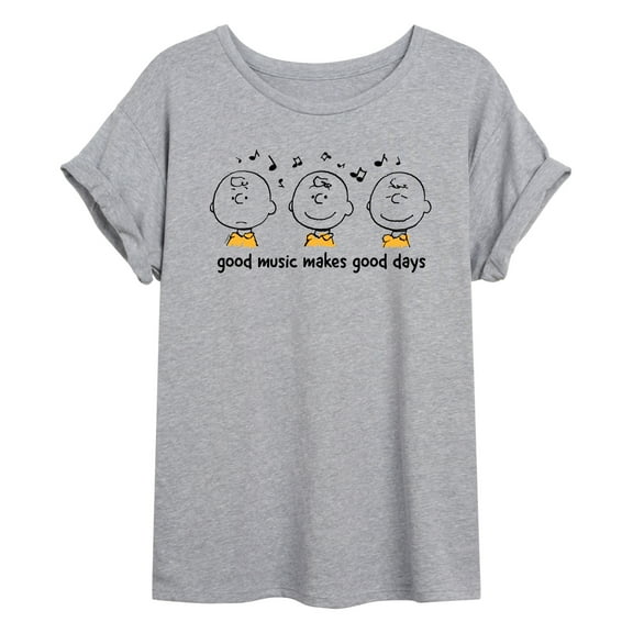 Peanuts - Good Music Good Days - Juniors Ideal Flowy Muscle T-Shirt