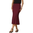 thumbnail image 4 of INSPIRE CHIC Women's Texture Stretchy Bodycon Mermaid Skirt Elastic High Waist Maxi Skirts S Wine Red, 4 of 6