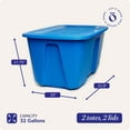 thumbnail image 4 of HOMZ Heavy-Duty Solid 32-Gallon Large Storage Bins with Lids, Blue, 2 Pack, 4 of 9