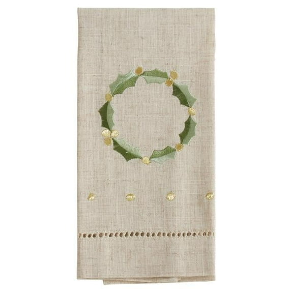 Saro Lifestyle Wreath Design Embroidered and Hemstitched Guest Towels (Set of 4)