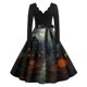 thumbnail image 1 of Vestido de mujer con estampado floral vintage, manga larga y cinturón: elegante vestido midi de corte A, 1 of 3