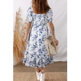thumbnail image 5 of Floral Tiered Midi Dress in Sky Blue – Short Puff Sleeves, Ideal for Women’s Summer Outfits, M, 5 of 12