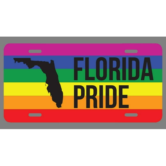 Florida Pride Flag License Plate Tag Vanity Novelty Metal | UV Printed Metal | 6-Inches By 12-Inches | Car Truck RV Trailer Wall Shop Man Cave | VLP642