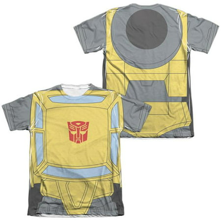 Trevco Sportswear HBRO133FB-ATPC-3 Transformers & Bumblebee Costume Front & Back Print - Adult Poly & Cotton Short Sleeve Tee, White -
