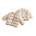thumbnail image 5 of Kids' Stand Collar Zip Puffer Jacket, Bear Applique On the Back and Padded Warm Construction, Side Pockets, Kids Winter Outerwear, 1‑8 Years, Toddler Jacket Khaki 1-2 Years, 5 of 7