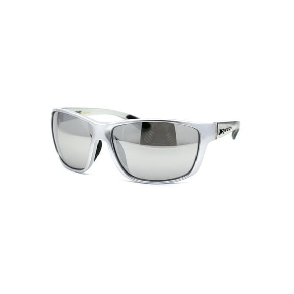 Xloop Color Mirror Warp Around Mens Sport Plastic Sunglasses Silver Slate Silver Mirror
