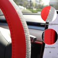 thumbnail image 3 of Bling Steering Wheel Cover for Women Fit 15 Inches Leather Diamond Car Wheel Cover Universal Bling Bling Crystal Rhinestones for Women and Girls Car Accessories (Red), 3 of 8