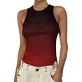 thumbnail image 2 of JULMCOMO Ribbed Knit Tank Tops for Women Gradient Crew Neck Sleeveless Comfy Summer Tank Tops Tie Dye Slim Fit Trendy Shirts Deep Red M, 2 of 5