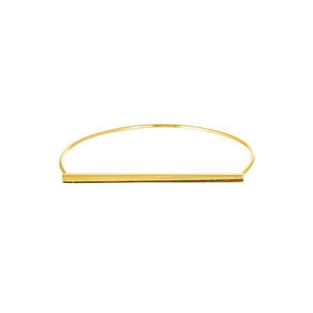 Women's Sterling Silver Gold-Plated Square Straight Bar Slip on Bangle