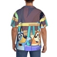 thumbnail image 3 of Lsque Bluey print Men's Cuban Collar Short Sleeve Shirt Summer Beachwear Casual Button Down Fashionable Vacation Leisure Shirt-4X-Large, 3 of 7