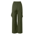 thumbnail image 5 of vigerkar Cargo Pants High for Women Waisted Wide Leg Trousers Elastic Waist Stretch Drawstring Casual Pants with Pockets Green, S, 5 of 5