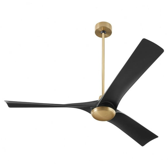 3-123-1540 Oxygen Lighting Ridley - 3 Blade Ceiling Fan-13.25 Inches Tall and 58 Inches Wide-Aged Brass Finish-Matte Black Blade Color