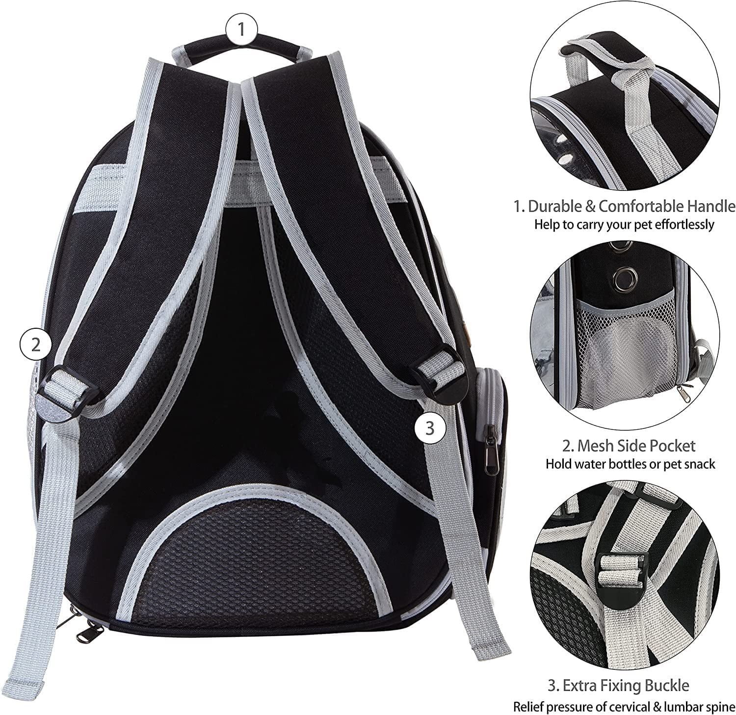 Costyle Pet Cat Carrier Backpack Transparent Space Capsule Pet Dog Bubble Bag Hiking Backpack Airline Approved Travel Carrier, Black