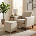 thumbnail image 3 of LEDREM Storage Ottoman with Hinged Lid, 14-Gallon Footrest Stool with Solid Wood Frame, 660lb Capacity for Living Room, Bedroom, Summer Sand, 3 of 7