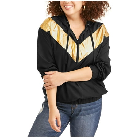 Elite Brands Women's Plus Metallic Half Zip Hoodie Jacket
