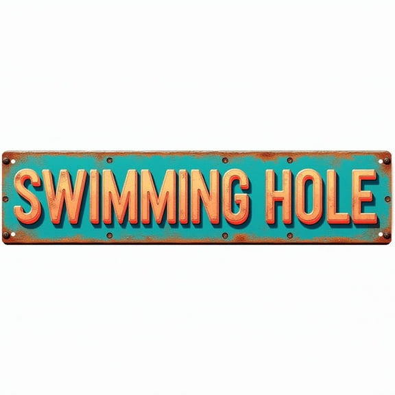 Decorative Tin Sign - 16*4 Inch "SWIMMING HOLE" Retro Water Design for Backyard, Lake House, Patio - Tin Signs, Ideal for Outdoor Signs, Fishing Decor, Beachy Decor