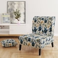 thumbnail image 2 of Designart "Graceful Antique Blue Florals I" Blue Antique Upholstered Accent Chair - Cottage Arm Chair For Living Room, 2 of 5