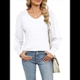 thumbnail image 2 of Camisas Casuales Holgadas de Larga para Mujer, Blusas Fruncidas con Cuello en V, Blusas de Moda. XXL, 2 of 10