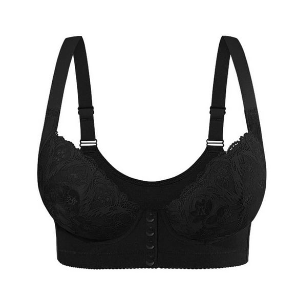 Bra for Women, Front-Button Design with No Underwire, Breathable Polyester Fabric, Comfortable Daily Wear, B Cup, Size 36, Beige