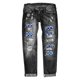 thumbnail image 2 of Gibobby Pantalones deportivos mujer Pantalones de mezclilla para mujer Pantalones de pierna recta Estampado Pantalones rectos de tiro medio Jeans(Azul,M), 2 of 4