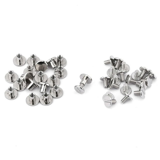 Lot de 20 rivets à tête plate filetés en laiton pour réparation de cuir (6,5 mm)