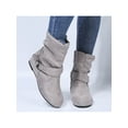 thumbnail image 5 of SIMANLAN Women Boots Mid Calf Buckle Strap Side Zip Autumn Winter Boots Womens Casual Shoes Gray 7, 5 of 7