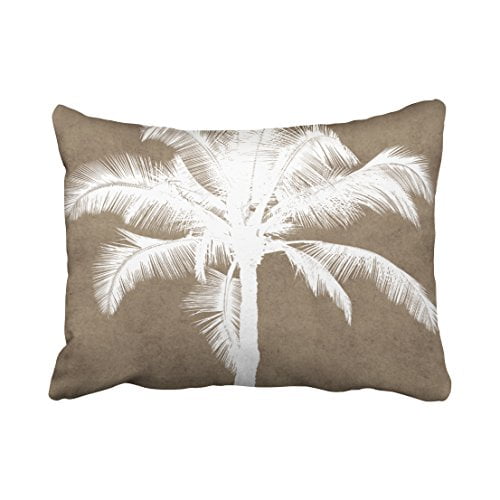 RYLABLUE Retro Hawaiian Tropical Palm Tree Silhouette White Vintage Simple Popular Polyester 20 x 30 Inch Rectangle Throw Pillow Covers With Hidden Zipper Home Sofa Cushion Decorative Pillowcases