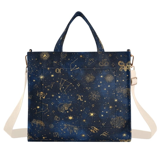 Corduroy Tote Bag for Women Shoulder Handbags Fashion Ladies Purses Satchel Messenger Bags Twinkling Stars and Constellations S