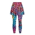 thumbnail image 4 of POLERODog Paw Rainbow Tie Dye Blue Skirted Yoga Legging Ruffle Pleated Tennis Leggings with Pockets Golf Skirts Full Length Running Pants for Women High Waisted Yoga Gym Workout Pants, 4 of 6