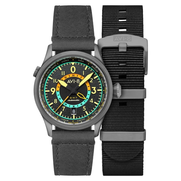 AVI-8 Flyboy Wingman Worldtimer Stainless Steel 41mm Japanese Automatic Wristwatch AV-4120-04