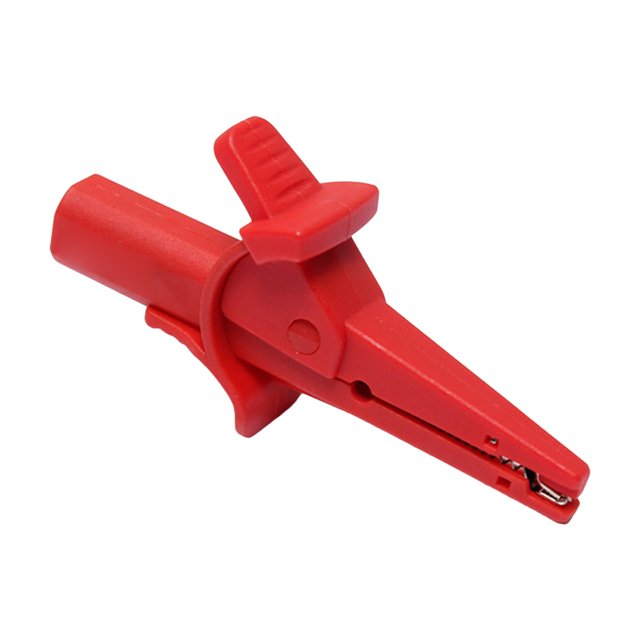 Clip de prueba de la batería aislada de cocodrilo con aislamiento 4 mm plátano enchufe multímetro pluma cable sondas de prueba de cocodrilo clip (rojo)