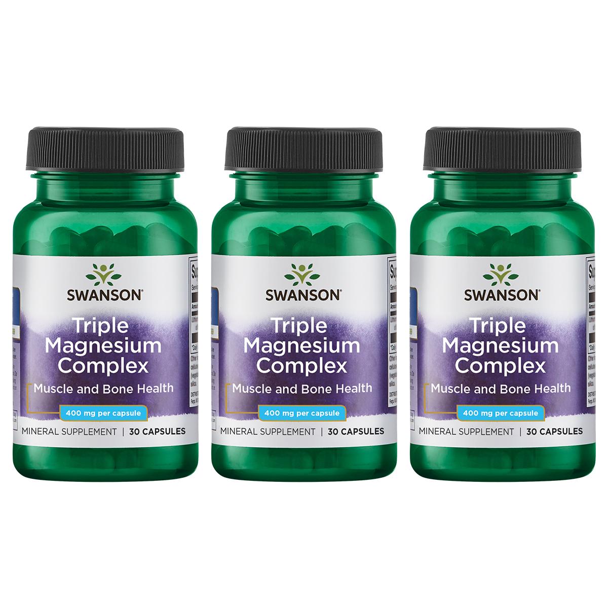 Swanson Triple Magnesium Complex 400 mg 30 Caps 3 Pack