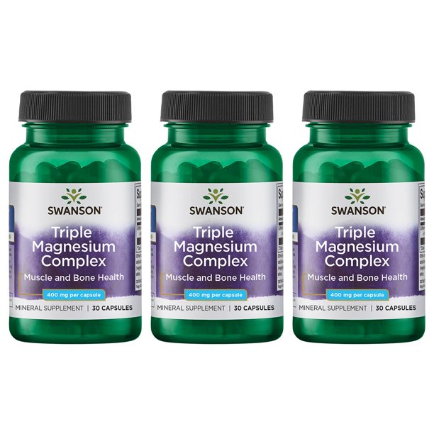 Swanson Triple Magnesium Complex 400 mg 30 Caps 3 Pack