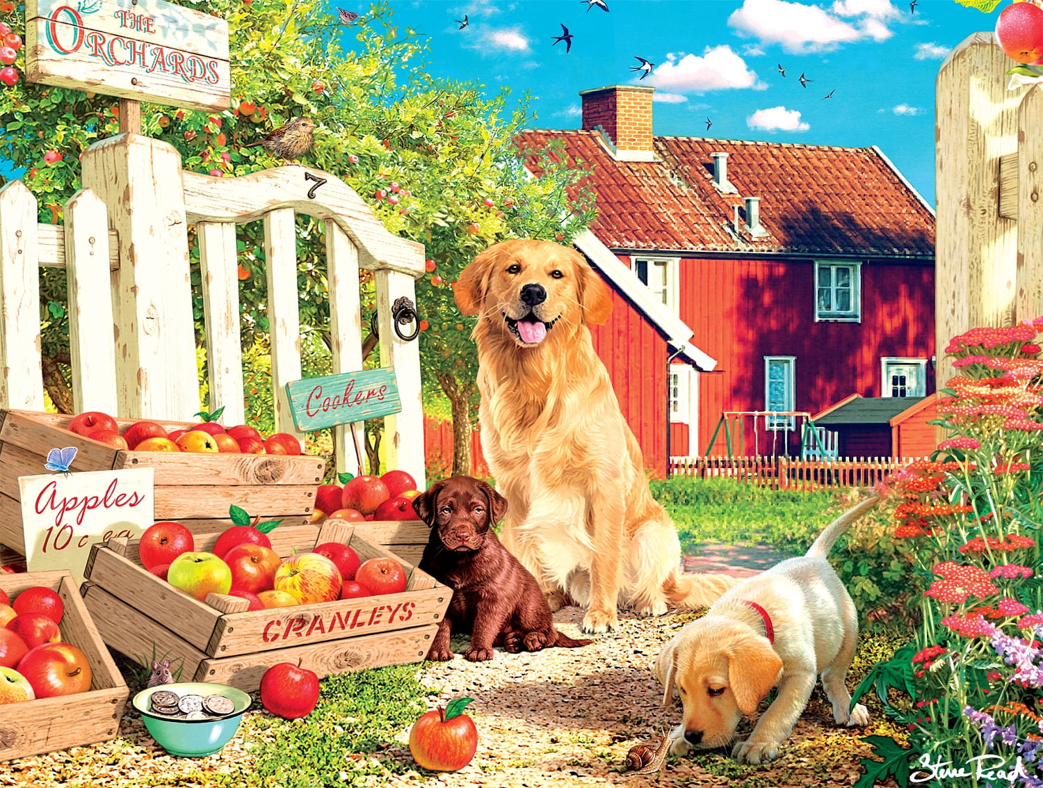 Buffalo Games 750-Piece Dog Days Best Friends in the Orchard Interlocking Jigsaw Puzzle