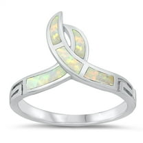 CHOOSE YOUR COLOR White Simulated Opal Twist Love Ring .925 Sterling Silver Band CZ Female Size 10