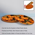 thumbnail image 4 of Thanksgiving Set of 6 Cute Round Coasters, Microfiber Leather Drink Coasters for Table, 11x11 cm/4.3x4.3 Inches, Coasters for Home and Office Decor, 4 of 6