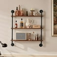 thumbnail image 2 of VEVOR Industrial Pipe Shelf, 3 Tier 32x7.87in, Wall-Mount Floating Rustic Wood Shelves Bracket Display Bookshelf, Storage Rack Sundries Holder for Kitchen Bedroom Bathroom Living Room, Black, 2 of 8