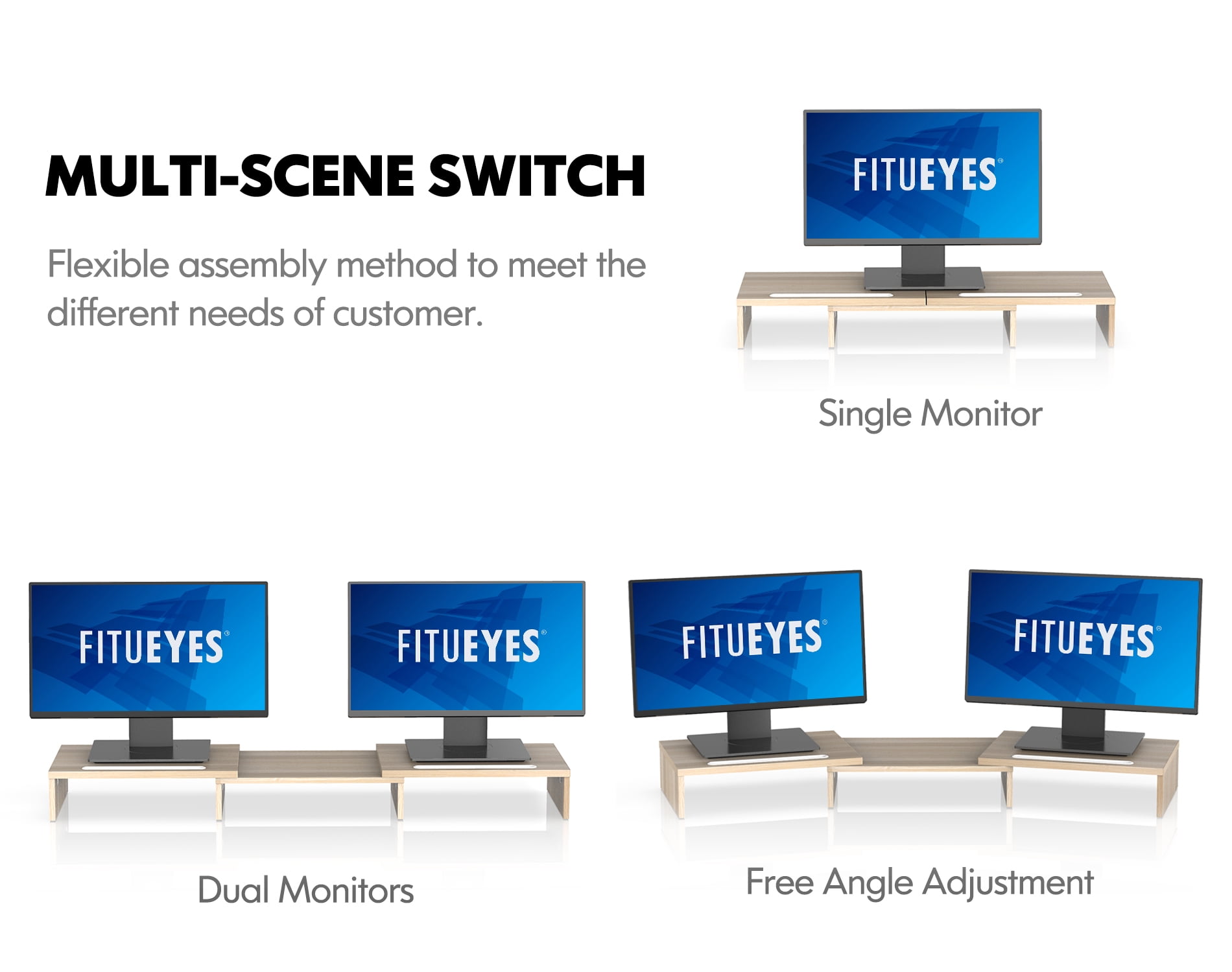 FITUEYES Computer Monitor Riser Desktop Laptop Stand Length Angle Adjustable Speaker PC Stand DT111106WO