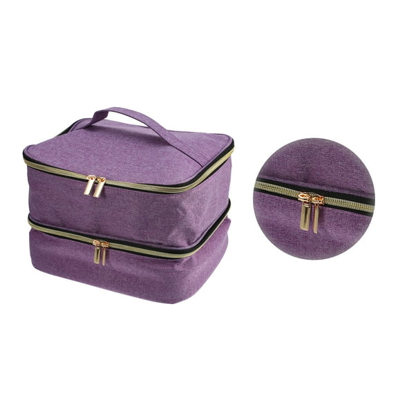 Vocoste 1 Pc Nail Polish Carrying Case Double Layer Nail Polish Organizer Case for Nail Polish Nylon Purple