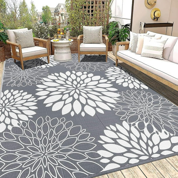 Alfombra de exterior Ilead, 244 x 305 cm, impermeable, reversible