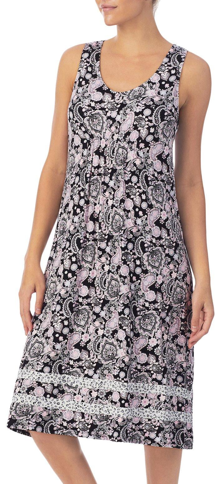 Ellen Tracy Womens Paisley Hearts Midi Nightgown
