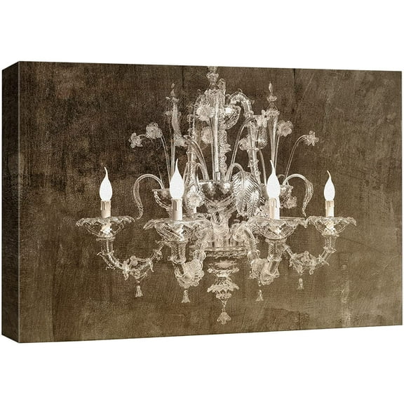 wall26 Canvas Print Wall Art Brown Grunge Fancy Paint Crystal Chandelier Decorative Lights Digital Art Realism Stylish Zen Chic Contemporary Boho for Living Room, Bedroom, Office - 24"x36"