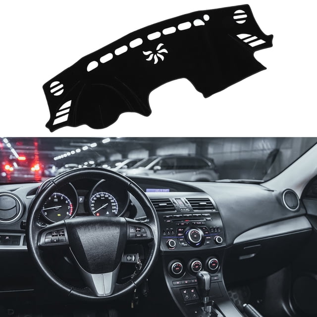 Alfombra de tablero interior antideslizante para MAZDA 3 2014-2018, poliéster negro