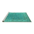 thumbnail image 2 of Ahgly Company Machine Washable Indoor Rectangle Oriental Turquoise Blue Industrial Area Rugs, 3' x 5', 2 of 4