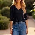 thumbnail image 6 of V Neck Long Sleeve Shirts for Women Casual Loose Tops Lightweight Tunic Sweaters, L, 6 of 6