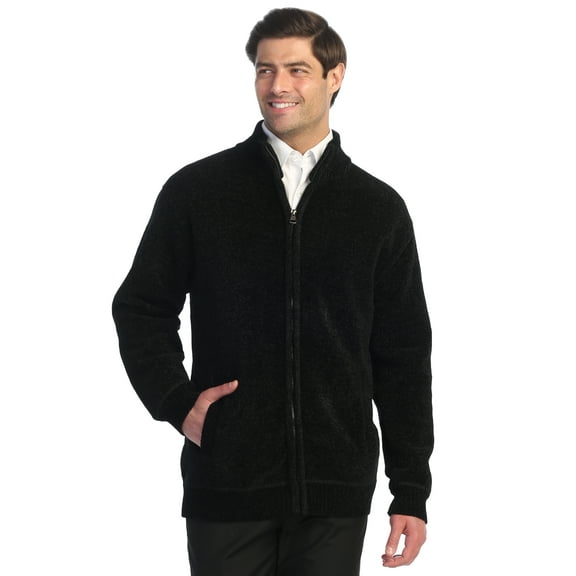 Gioberti Men's Knitted Chenille Cardigan Sweater with Flannel Lining