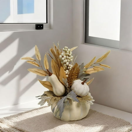 Artificial Halloween Pumpkin Decor Ornament for Bedroom Thanksgiving Wedding White