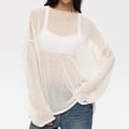 thumbnail image 5 of Mesh Top Women，Beach Crochet Sweaters For Women Long Sleeve Sheer Shirts Cover Up Spring Vacation Outfits, 5 of 9